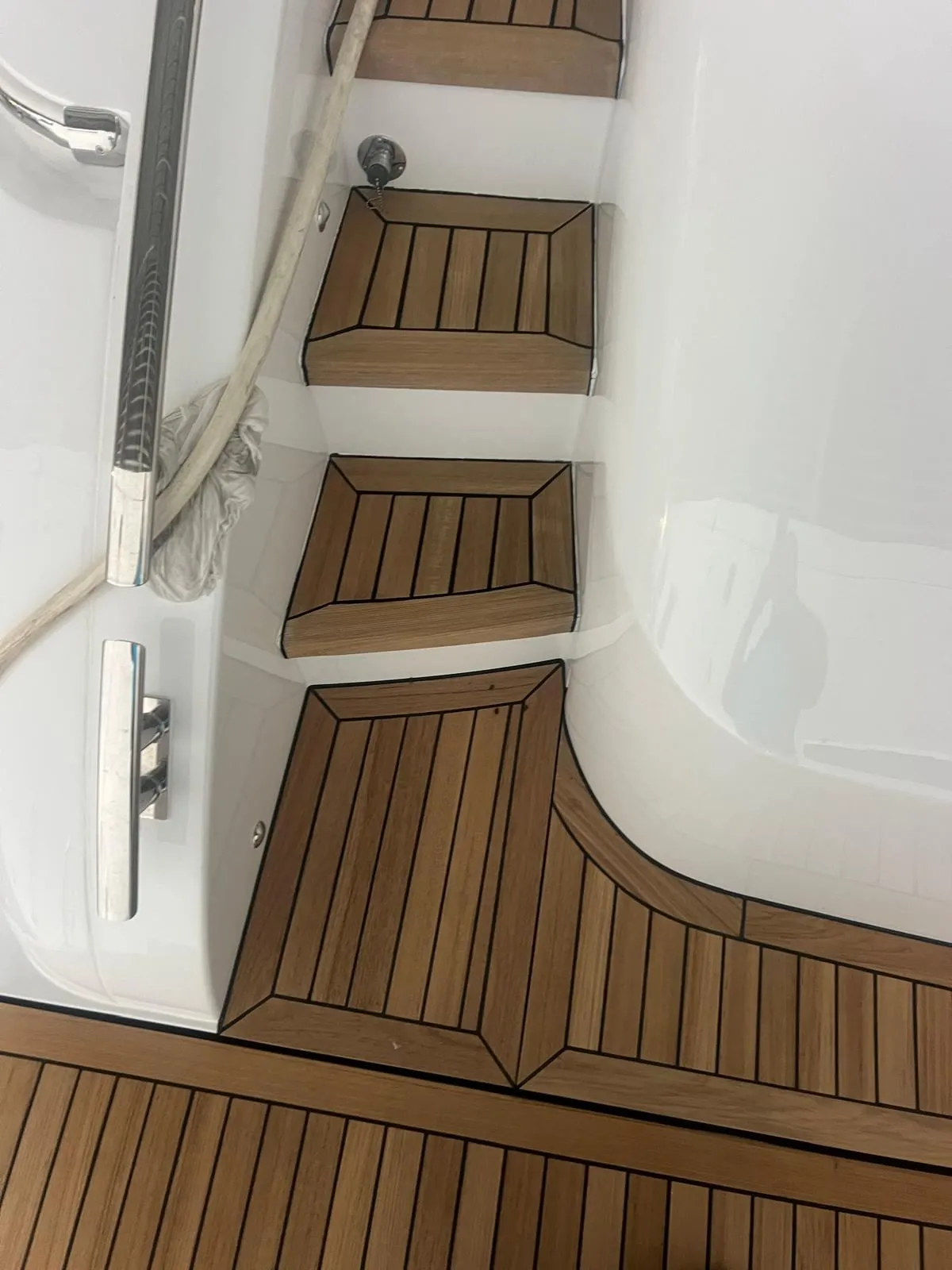 New teak on the transom steps