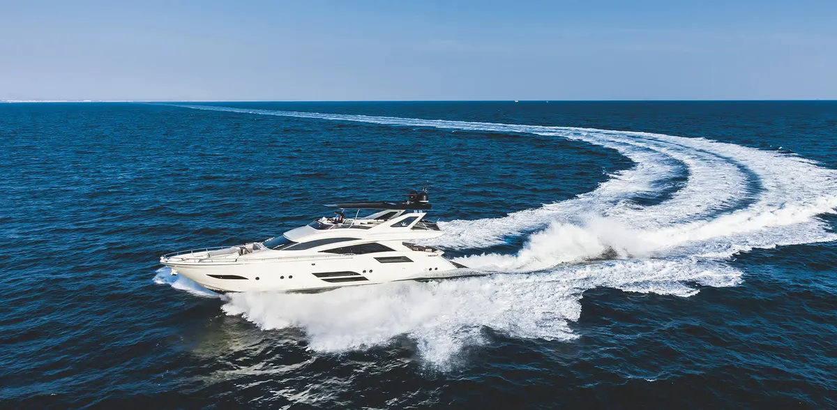 Motor yacht underway at speed