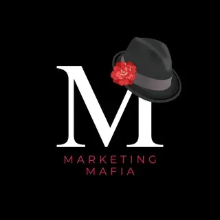 Marketing Mafia logo with fedora and red flower