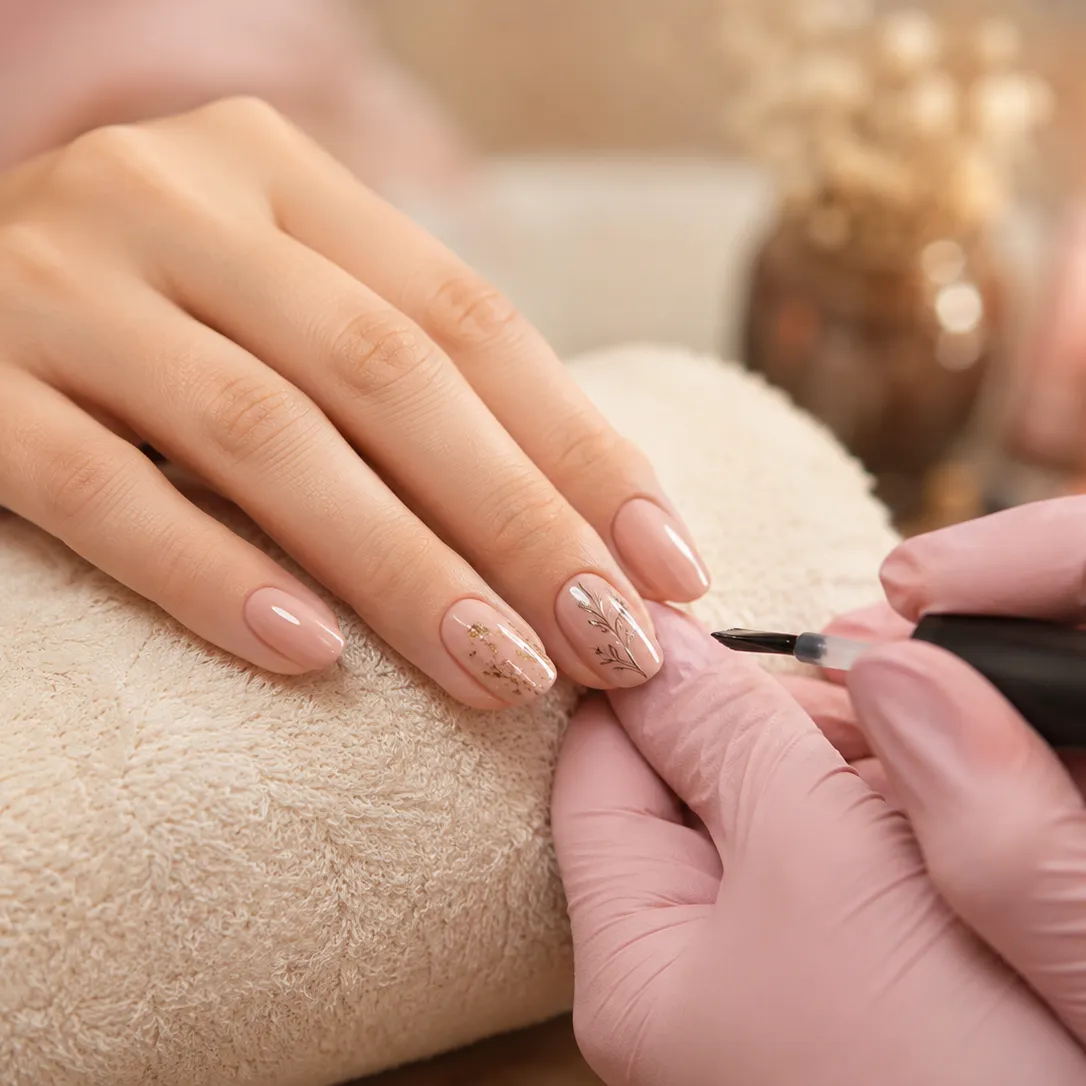 Manicura semipermanente decorada, 2 uñas