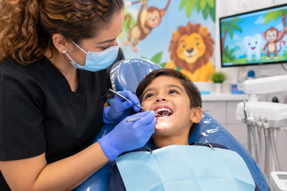 Child receiving a pediatric dental checkup at Amazon Children Dental in Los Angeles