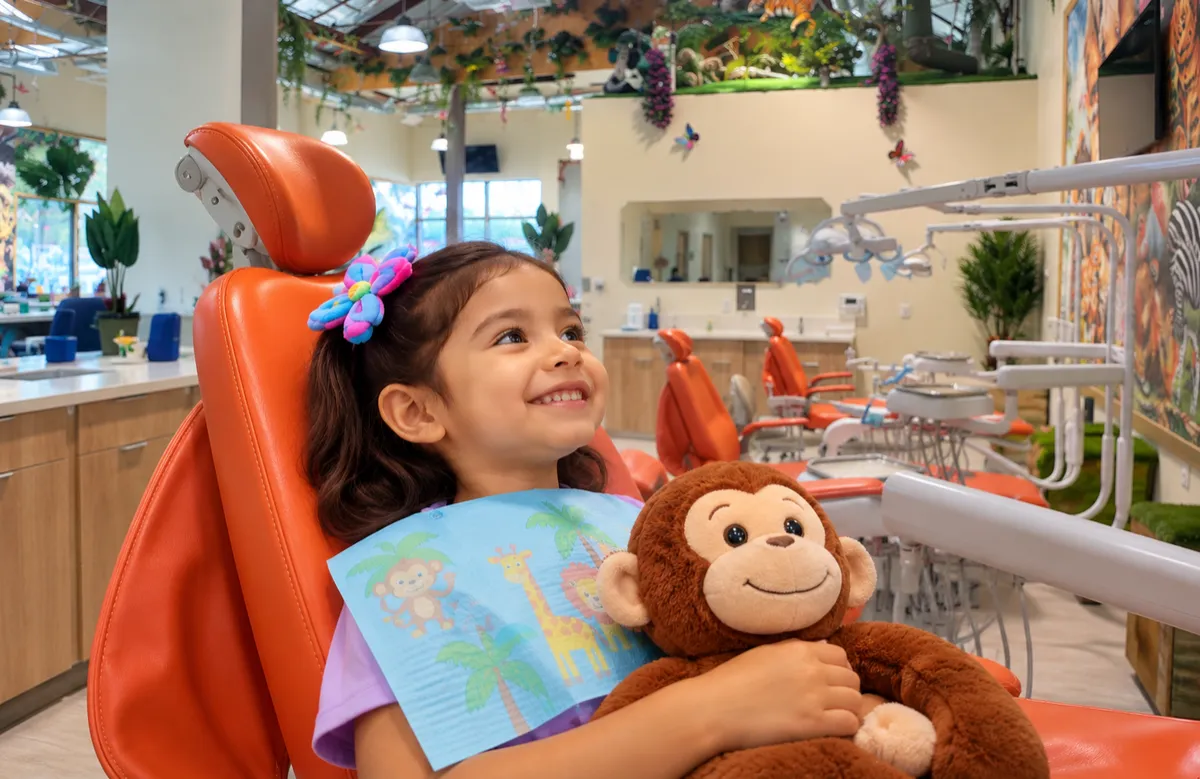 Child comfortable during a pediatric dental visit