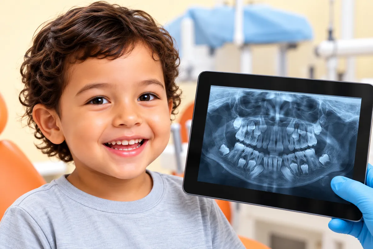 Child receiving supportive dental care at a pediatric dental office