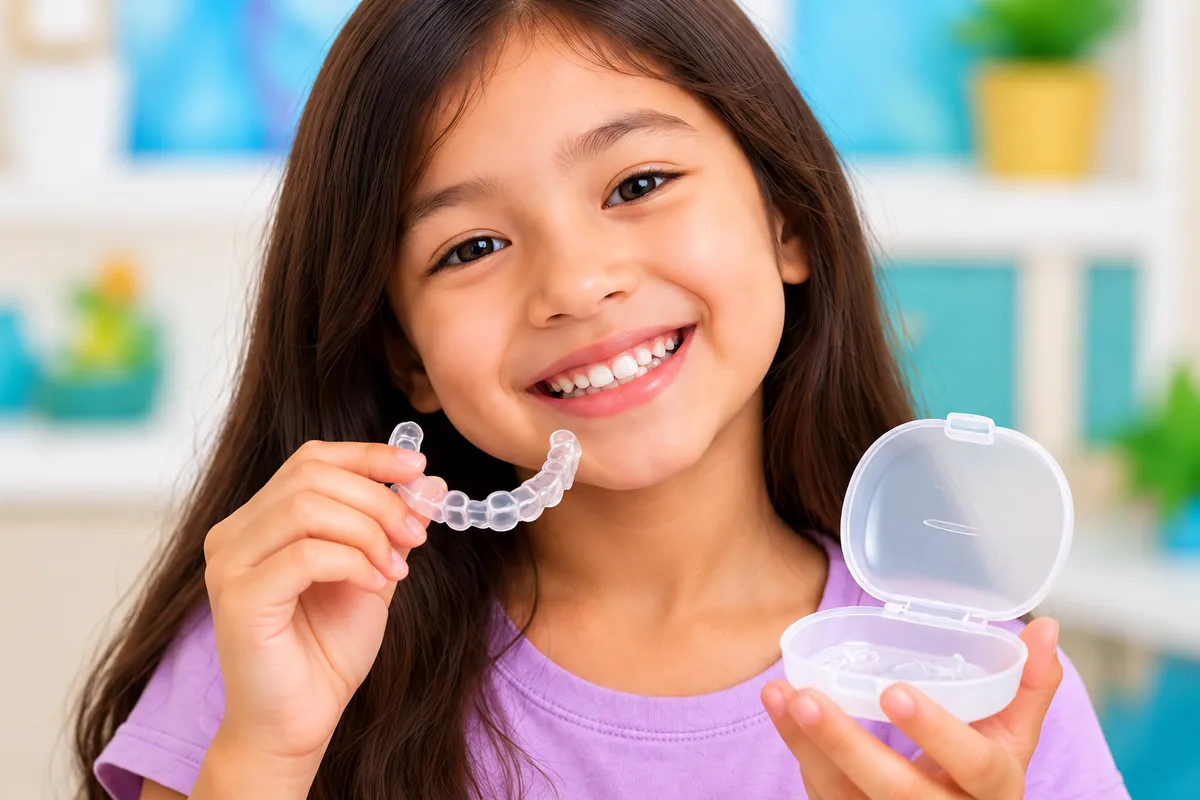 Child receiving supportive dental care at a pediatric dental office