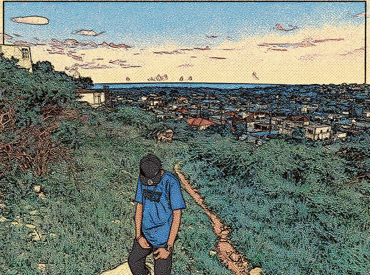 A paper with a drawing of a dog and a leaf on it