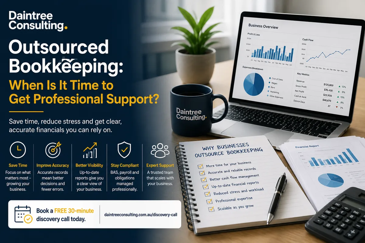 Outsourced bookkeeping services helping an Australian business manage financial records