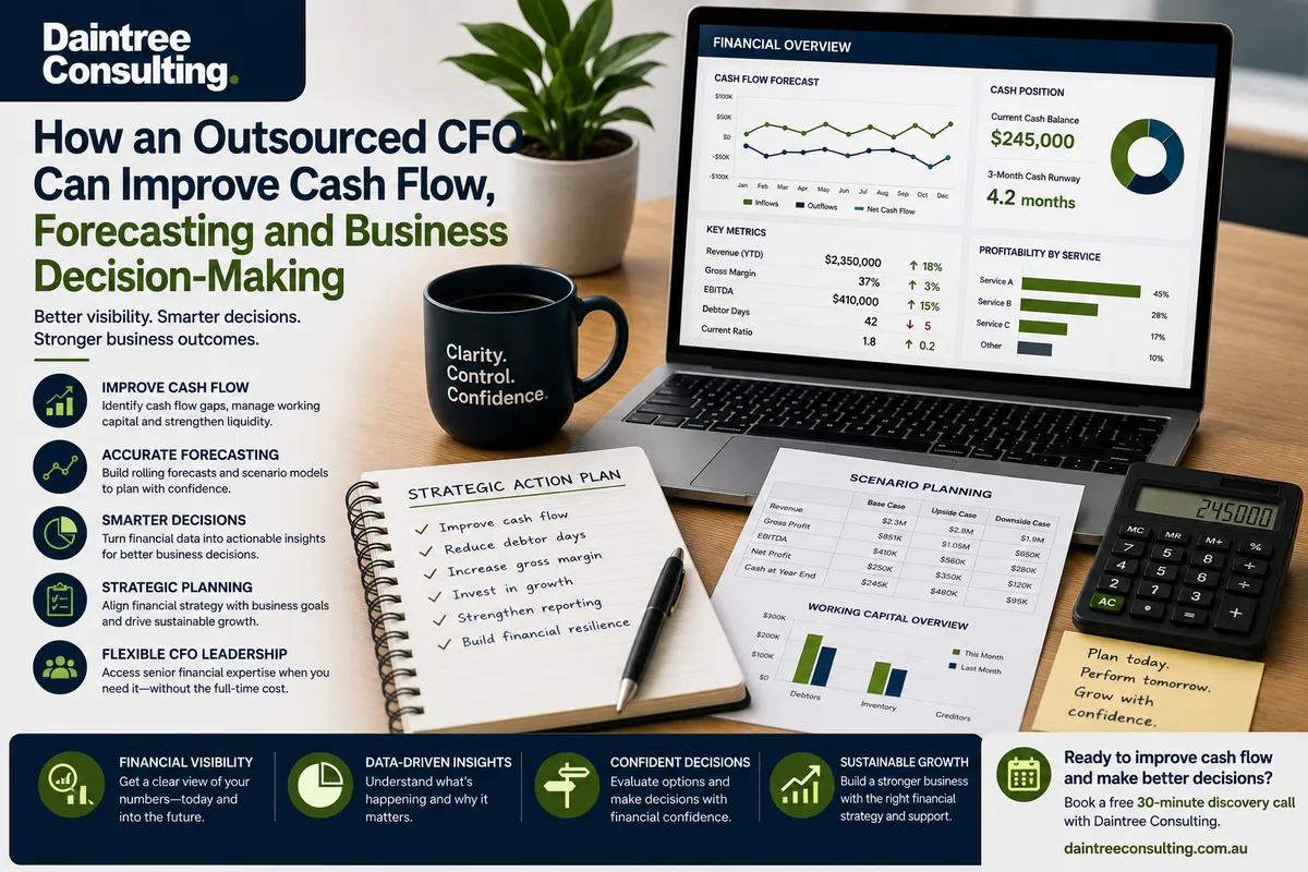 Outsourced CFO cash flow forecasting and financial decision-making for a growing Australian business