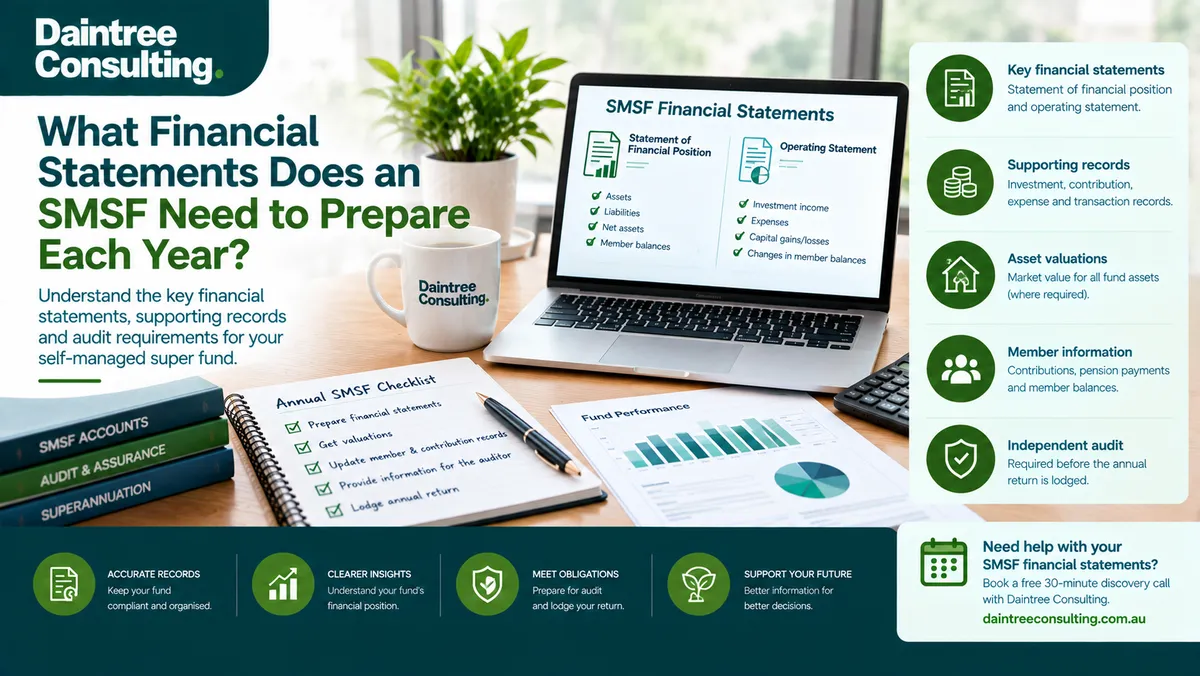SMSF financial statements and annual accounting records prepared for an independent audit
