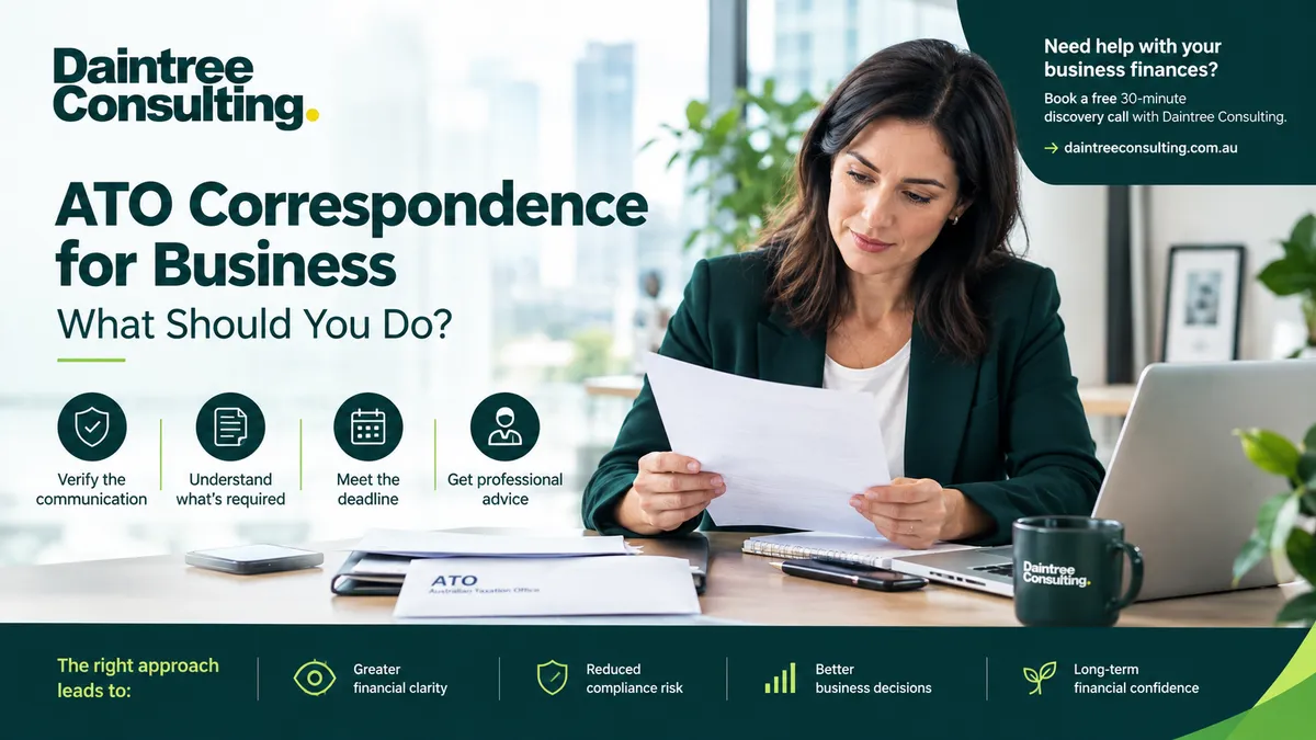 Business owner reviewing ATO correspondence with an accountant