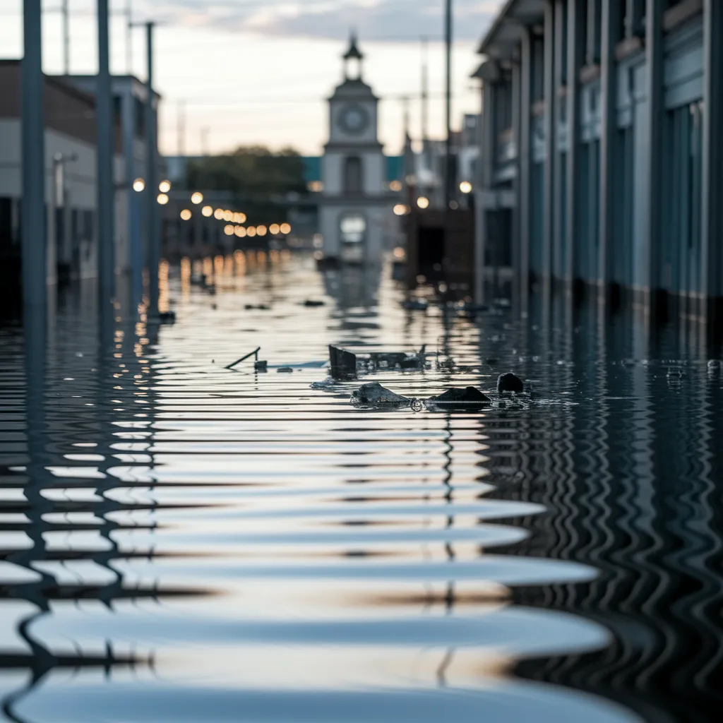 Flooded commercial building