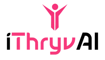 iThryvAI logo featuring a stylized figure with raised arms, symbolizing empowerment and support for small businesses in Australia through AI-driven automation and customer service solutions.