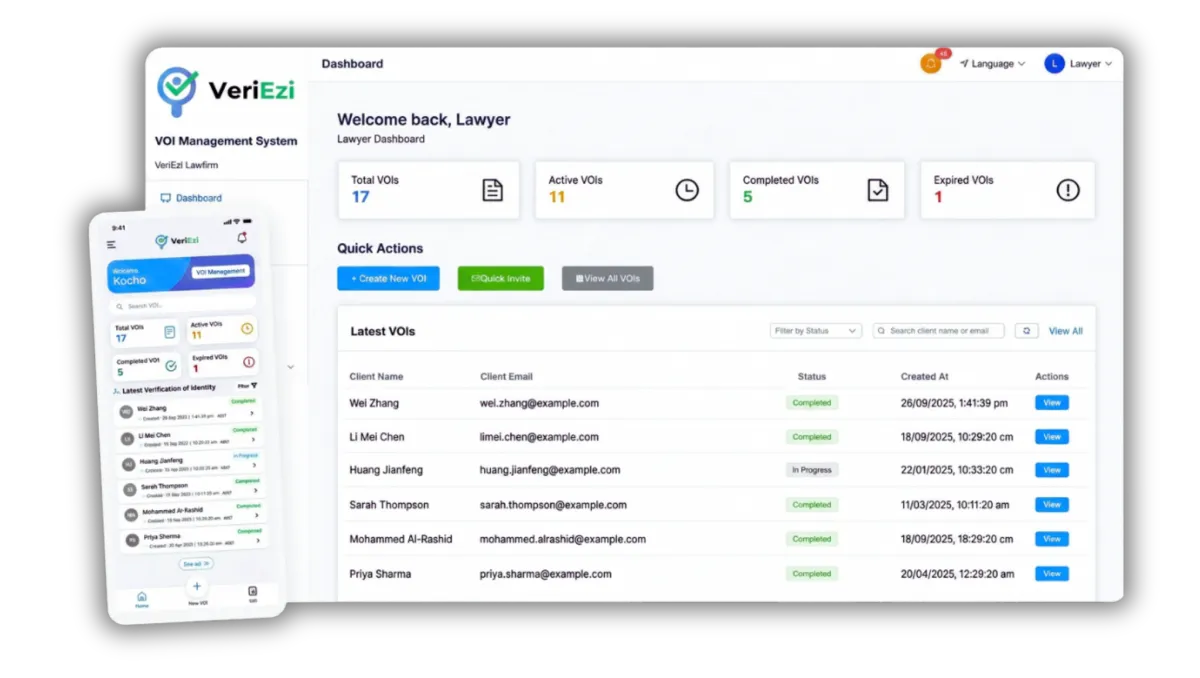 VeriEi desktop dashboard
