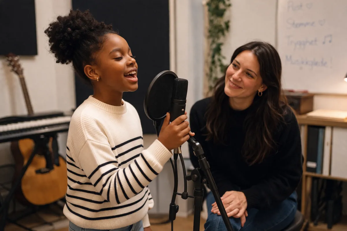 Barn som synger og lærer musikk i trygge omgivelser