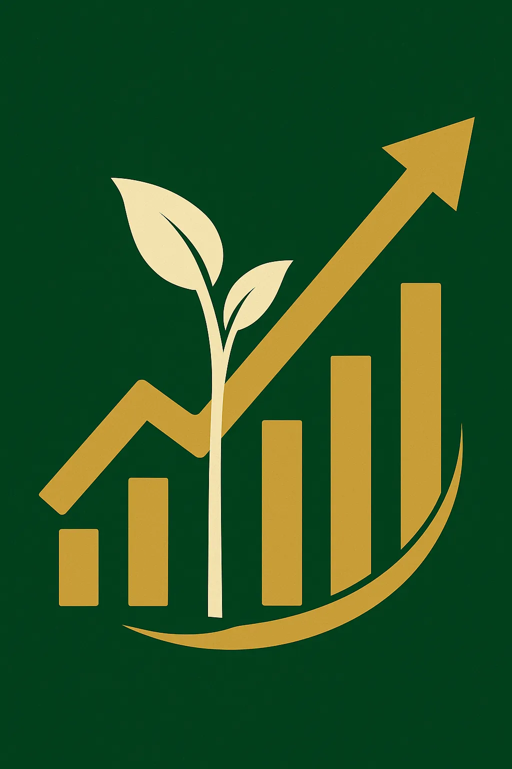 Epique Realty growth concept — a professional, gold-and-green flat-lay image featuring a mannequin climbing golden bar charts, upward-pointing graphs, a calculator, a key with a house symbol, and a notebook embossed with ‘Epique Realty,’ symbolizing real estate success, empowerment, and business growth tools for top real estate agents.
