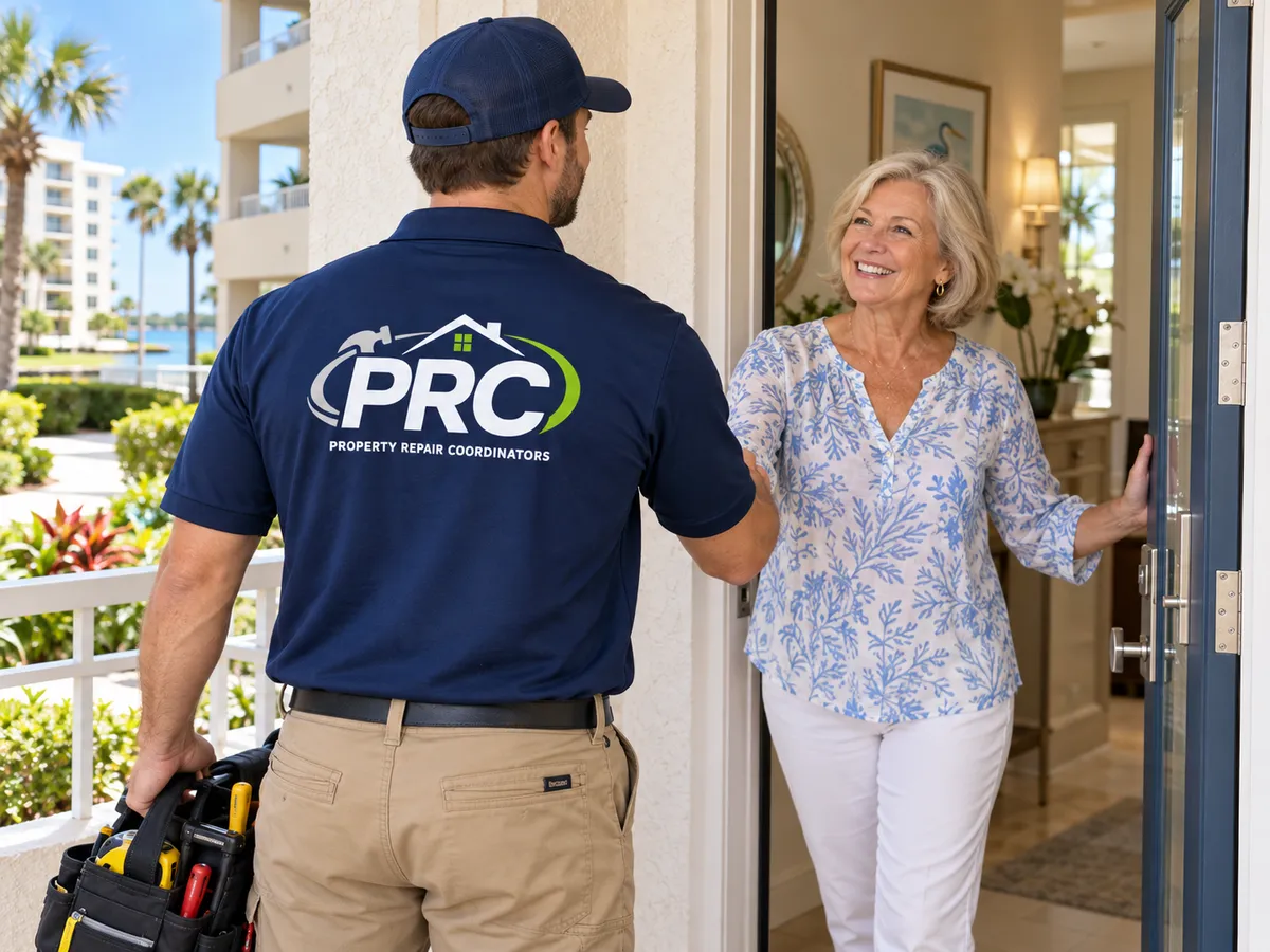 PRC technician greeting a resident