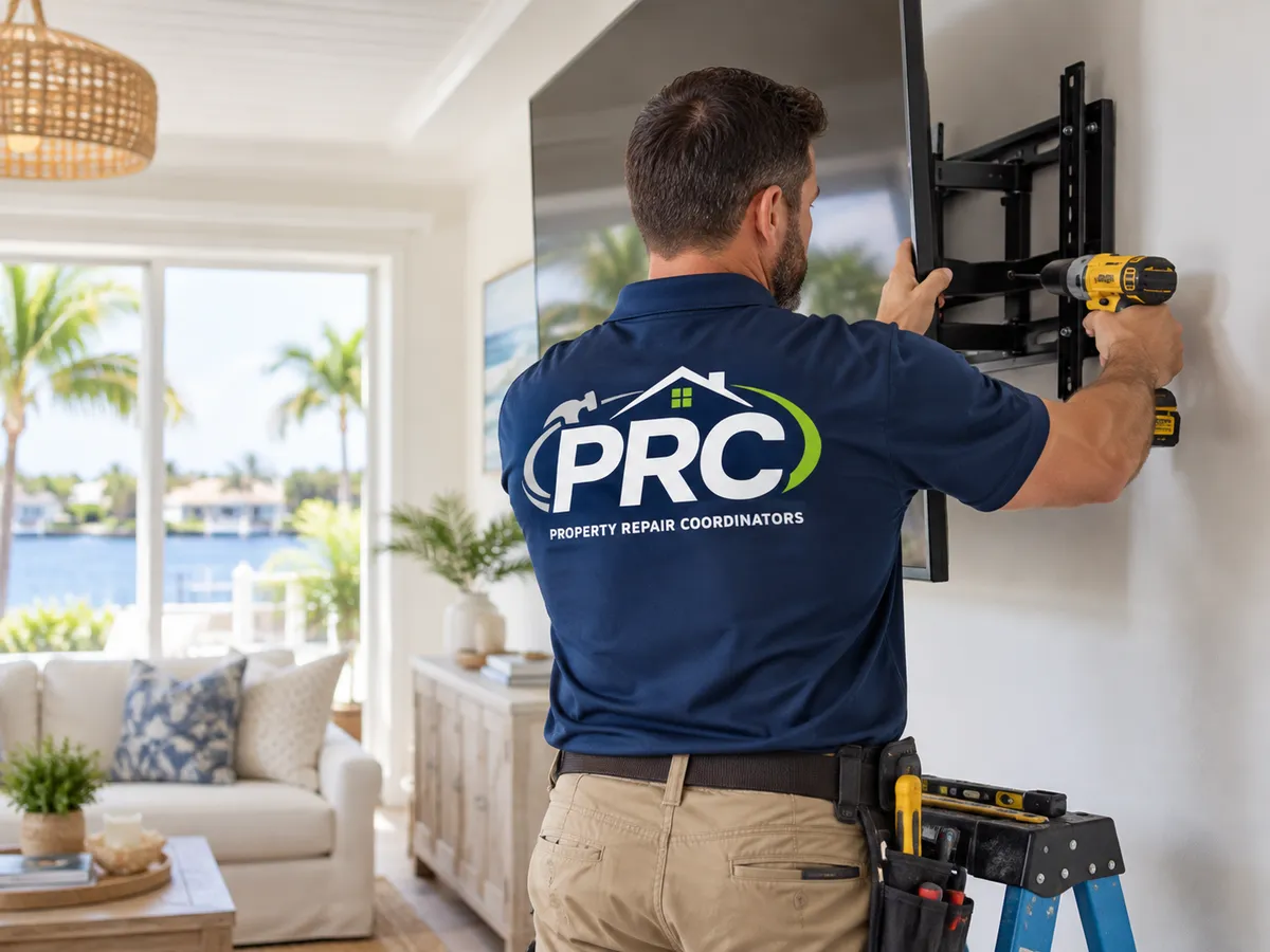 Technician evaluating an under-sink repair