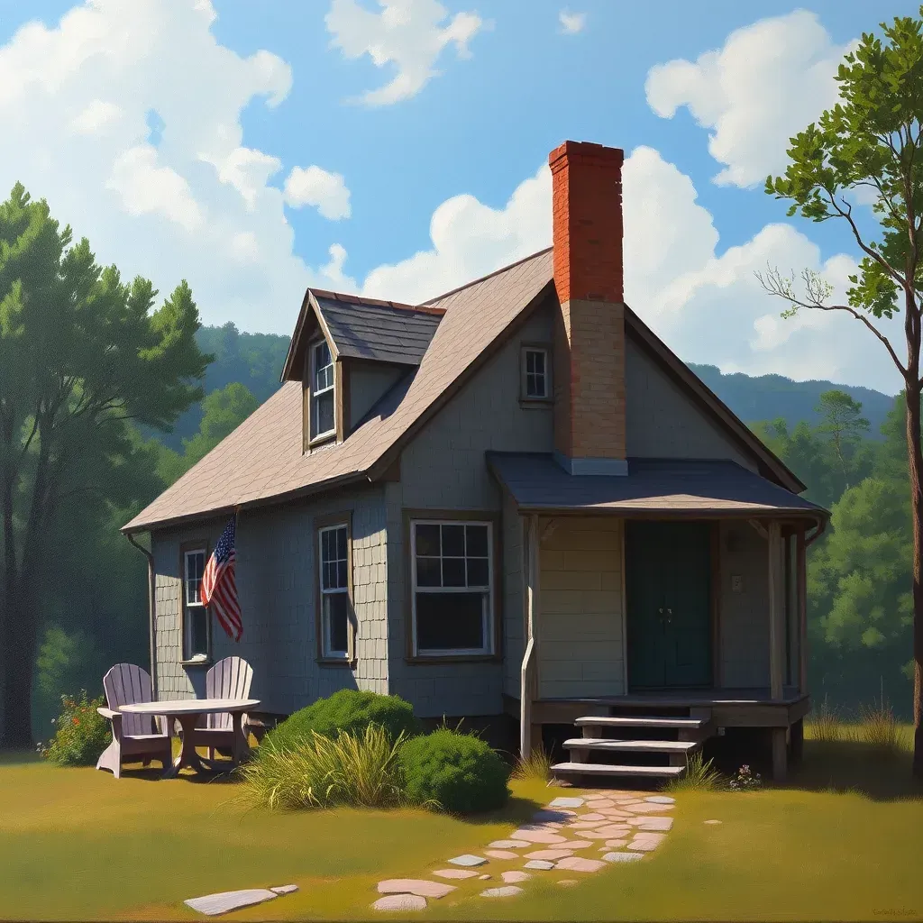 A detailed, realistic painting of Innsbrook, VA showcasing lush greenery, scenic landscapes, and vibrant community life.