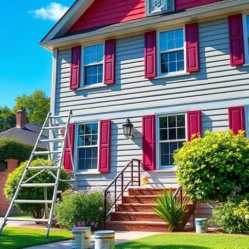 Freshly painted charming home in Goochland, VA with vibrant colors, lush garden, and professional tools displayed.