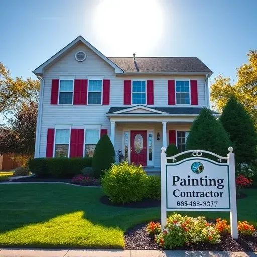 Beautifully painted two-story home in Ashland VA with vibrant shutters, neat landscaping, and contractor sign.