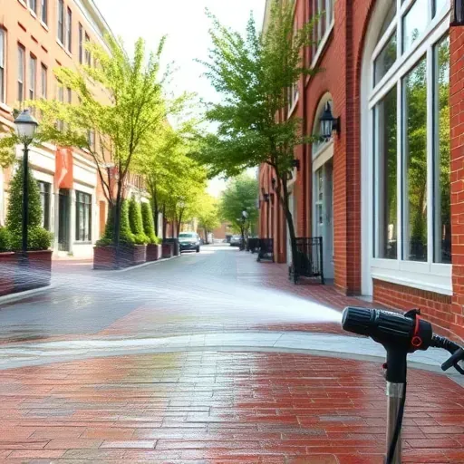 Clean brick building exterior in Richmond VA with spotless windows and lush green trees under bright sunlight