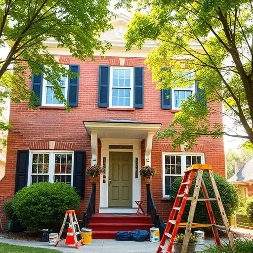 Completed painting contractor project showcasing vibrant colors on a house exterior in Richmond, VA, with no people present.