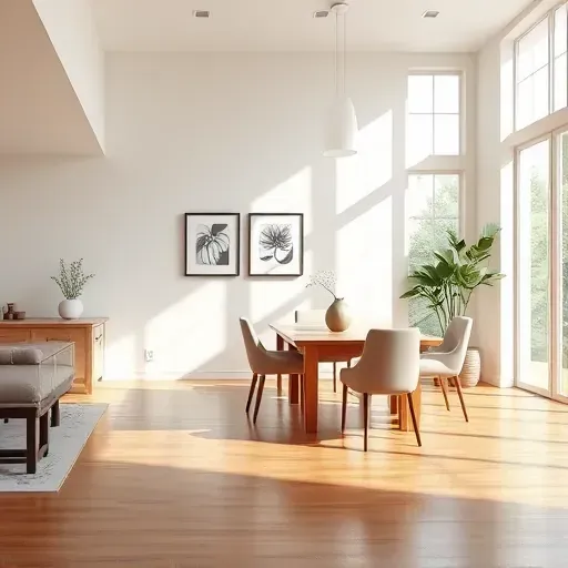 Hopewell VA home interior with vibrant painted wall, modern furniture, hardwood floor, natural light, and elegant decor