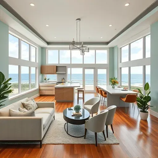 Whole-home remodeling in Jupiter, FL showcases an elegant open-concept living space with coastal charm and modern design.