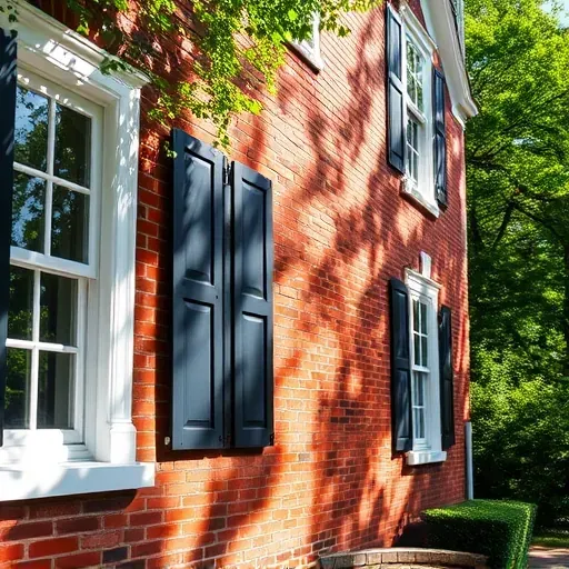 Finished exterior painting of a historic brick house in Tuckahoe, VA, highlighting detailed brickwork and flawless trim.