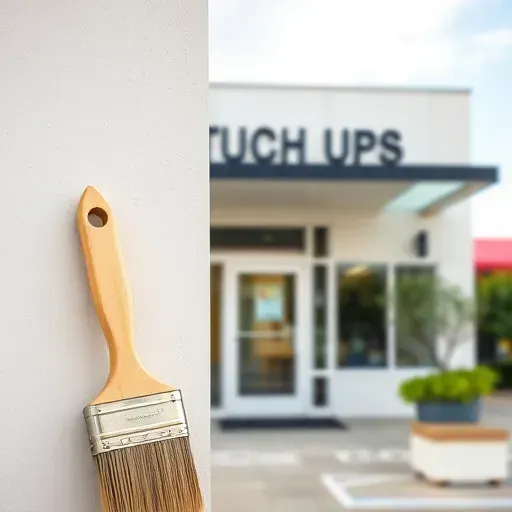 Pristine painted exterior wall of Richmond VA paint touch-up business with signage and lush greenery enhances professional craftsmanship