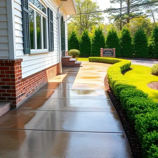 Clean residential house with spotless siding brickwork gleaming windows clean driveway and manicured lawn in Richmond VA