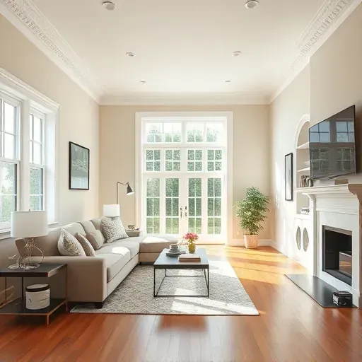 Bright, stylish living room in Goochland, VA with freshly painted neutral walls, hardwood floors, and elegant decor.