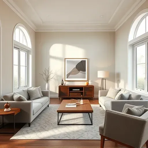 Beautiful Hanover living room with smooth neutral walls, modern furniture, natural light, and elegant decor.