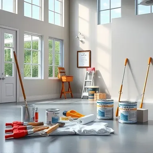 Well-organized painting workspace in Glen Allen, VA, showing painted walls, tools, and natural light, highlighting craftsmanship.