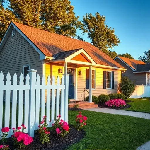Exterior view of a newly painted Moseley VA home with charming colors and a beautifully landscaped yard.