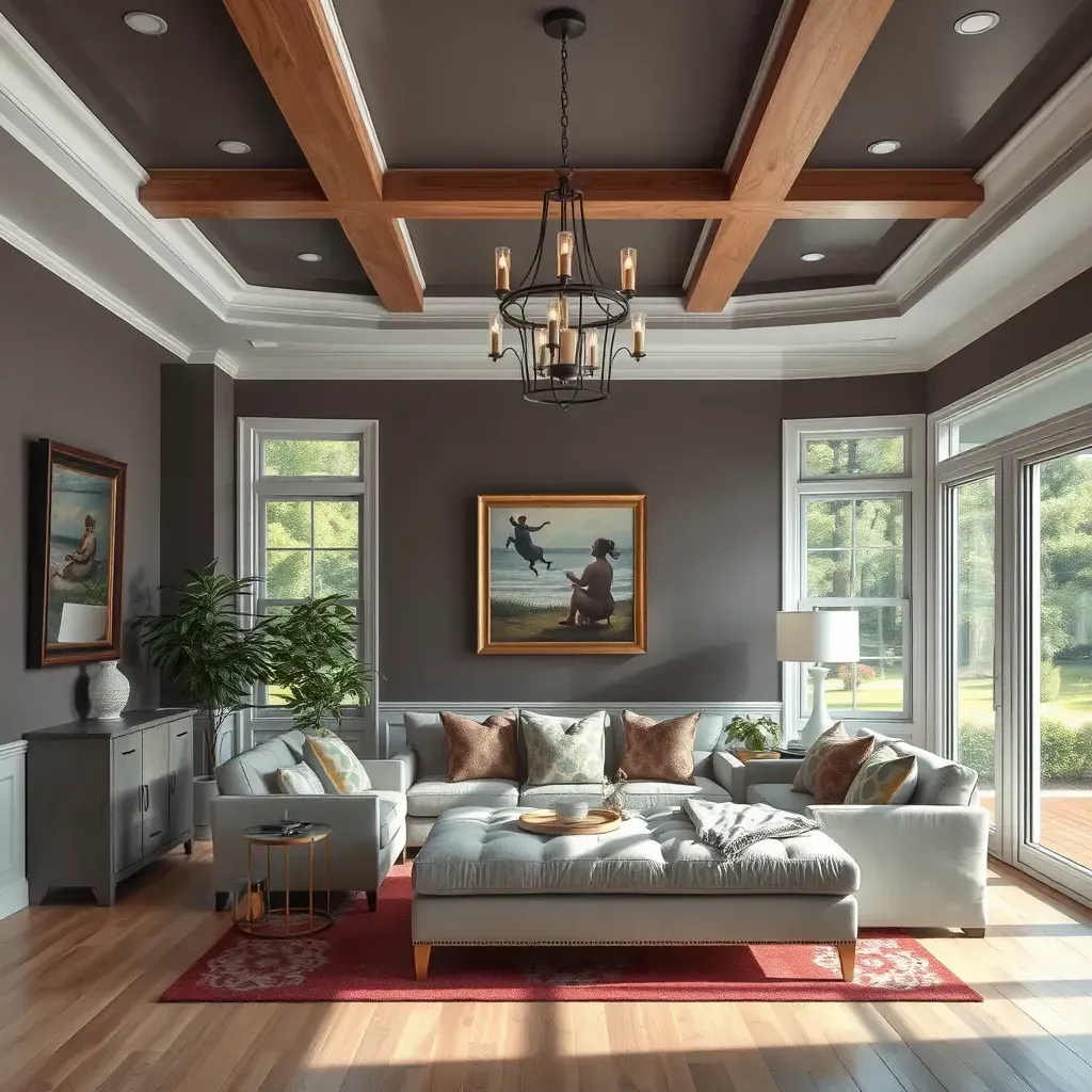 Interior living room in Manakin Sabot, VA, with freshly painted soft taupe walls, natural sunlight, and crisp molding details.