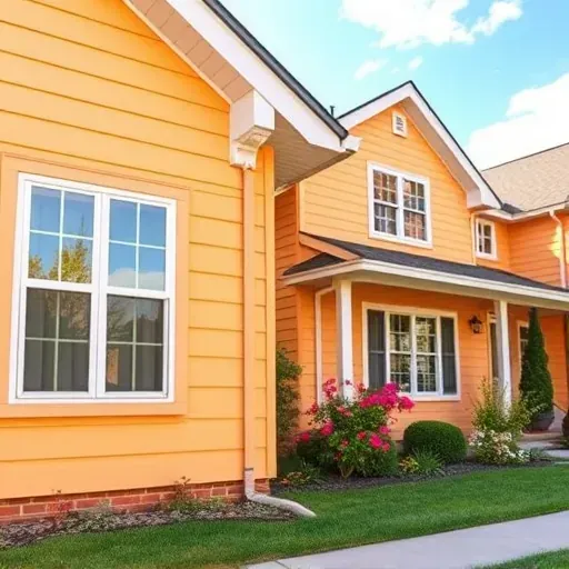 Finished exterior house painting in Bellwood, VA with vibrant colors, clean lines, and detailed craftsmanship in a suburban setting.