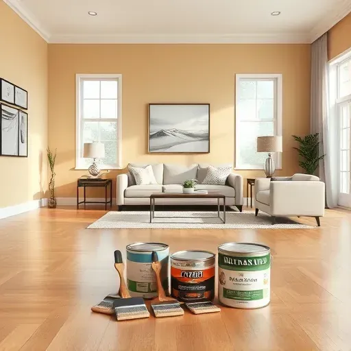 Freshly painted interior wall in a modern Richmond living room with neutral tones, elegant furniture, and natural light.