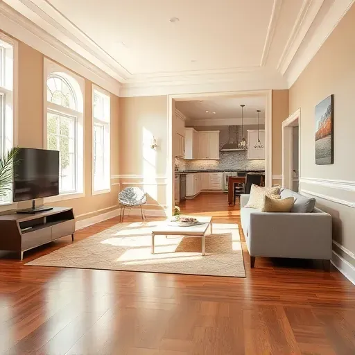 Modern living room in Rockwood, VA featuring freshly painted walls, elegant decor, and polished hardwood floors.