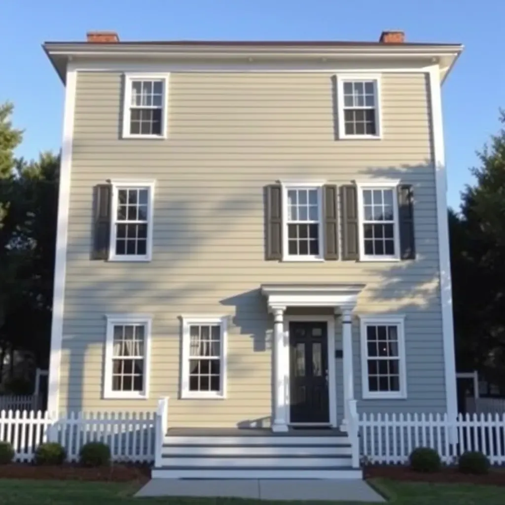 Freshly painted white house with navy trim, lush landscaping, and Richmond neighborhood in the background.