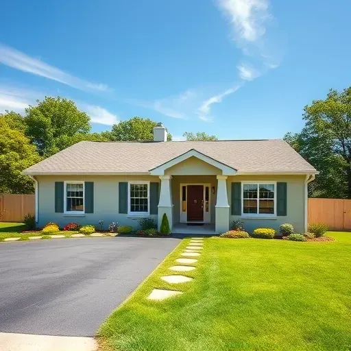 Completed painting project in Quinton VA featuring a freshly painted home, vibrant flowers, and a clear blue sky.