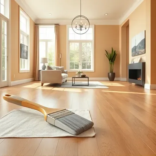 Freshly painted neutral-toned modern interior with soft natural light, rustic hardwood, and stylish furnishings in Goochland, VA.