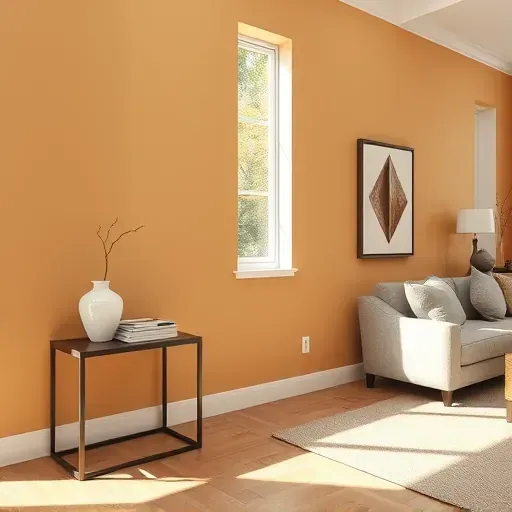 Freshly painted wall in Sandston VA, showcasing smooth finish, modern decor, natural light, and polished furnishings.