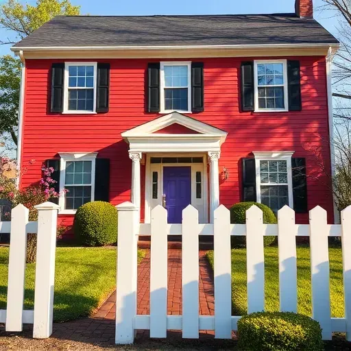 Beautifully painted two-story home in Goochland VA, showcasing vibrant colors and a welcoming front door.
