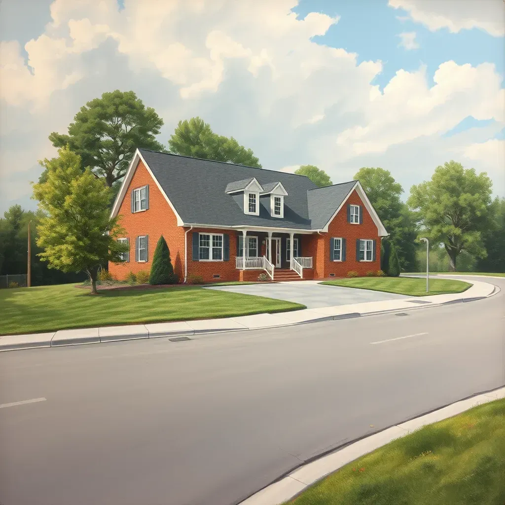 Detailed painting of Elmont, VA showcasing scenic views, local landmarks, and vibrant community life.
