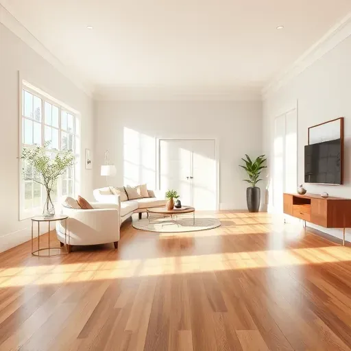 Bright, inviting interior living room in Manakin Sabot VA with neutral walls, hardwood floors, modern molding, and tasteful decor