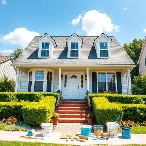Completed painting project in Montrose VA featuring a freshly painted home with lush landscaping and organized workspace.