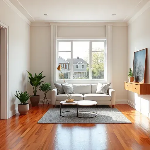 Freshly painted Highland Springs, VA living room with vibrant wall colors, modern decor, hardwood floors, and natural daylight.