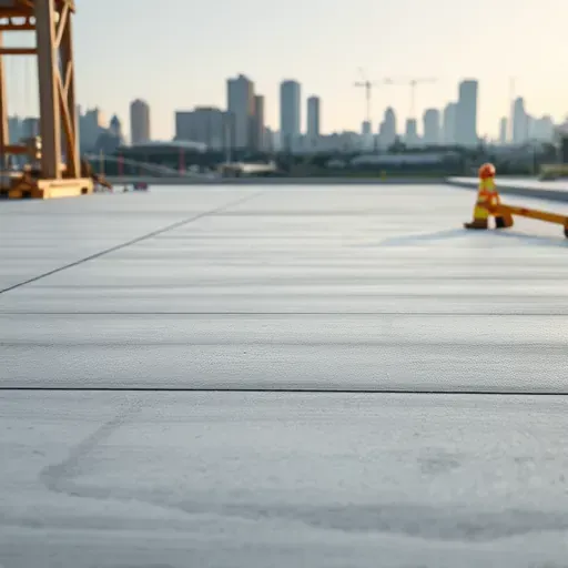 Clean construction site surface in Richmond VA with smooth concrete, city skyline, construction tools, natural lighting, and detailed textures