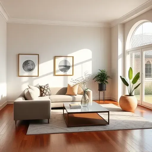 Beautiful Manakin Sabot living room with smooth painted walls, modern decor, rich wood flooring, and abundant natural light.