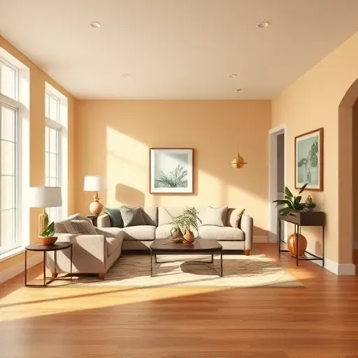 Beautiful powered living room in Powhatan, VA with freshly painted neutral walls, modern furniture, natural light, and polished hardwood floors.